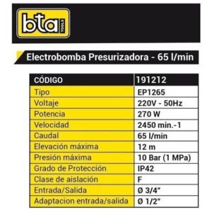 Bomba Presurizadora Elevadora Presión Agua 3 Baños 12m - Image 3