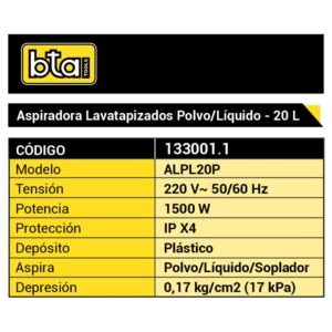 Lavatapizados Aspiradora 20Lts - Image 3