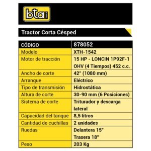 Tractor American Cut 15Hp 42" Hidrostatico - Image 2